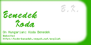 benedek koda business card